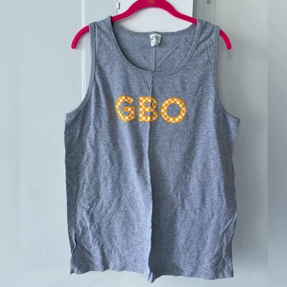 GBO Go Big Orange Checkerboard Tank Top Size L - Picture 1 of 4